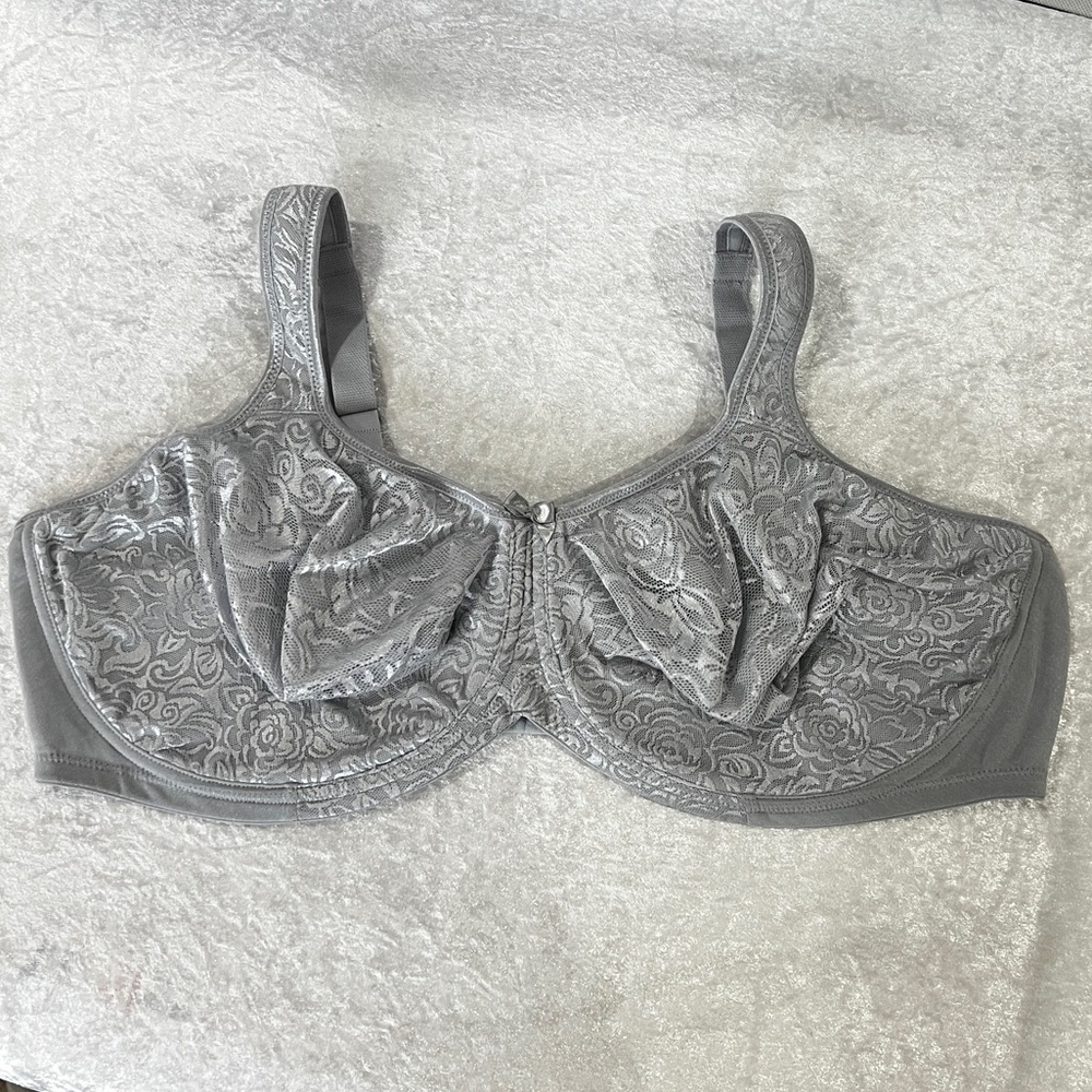 Breezies Wild Rose Seamless Underwire Support Bra Core Gray Plus Size 48DDD